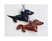 Llavero perro bolsa encanto Dachshund pelo largo cuero cuero accesorios para bolsa de accesorios de cuero