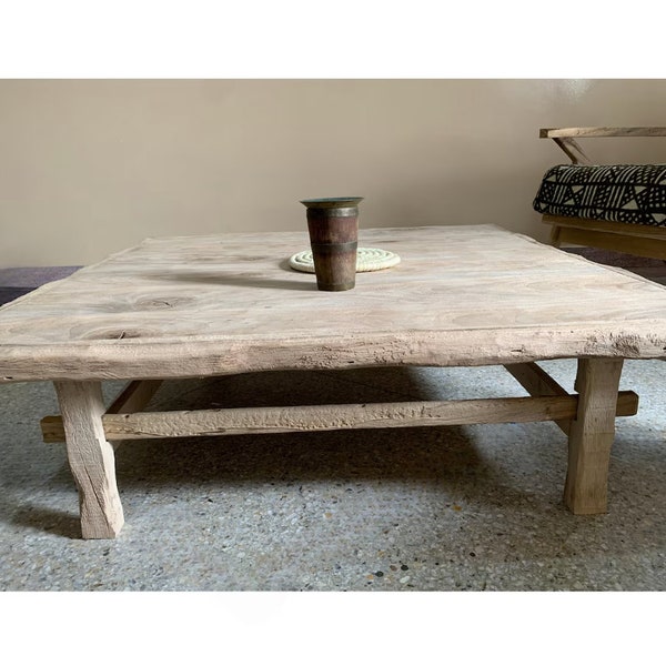 Natural Elegance Live Edge Square Coffee Table - Low Profile Statement Piece for Modern Living Spaces