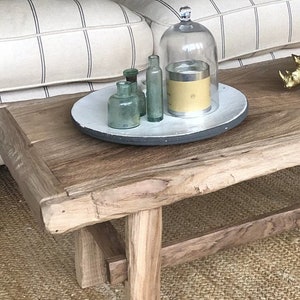Rustic Charm: Handcrafted Primitive Wood Coffee Table - Vintage-Inspired Centerpiece for Your Home