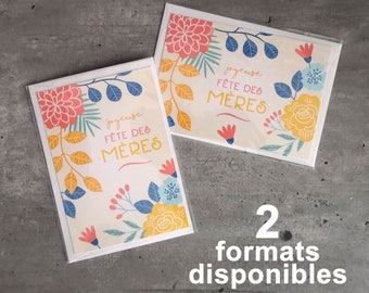Carte Joyeuse Fête des Mères - bonne fête Maman - format A6 - différents formats - avec enveloppe