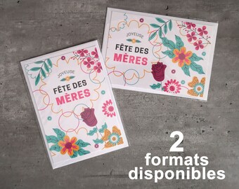 Carte Joyeuse Fête des Mères - bonne fête Maman - format A6 - différents formats - avec enveloppe