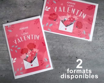 Carte Saint Valentin - Joyeuse Saint Valentin - format A6 - différents formats - avec enveloppe