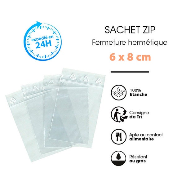 Sachets plastique 6x8 cm sachet plastique transparent sachet ZIP avec trou, sachet bijou, sachet solide, sachet plastique, sachet 6 cm