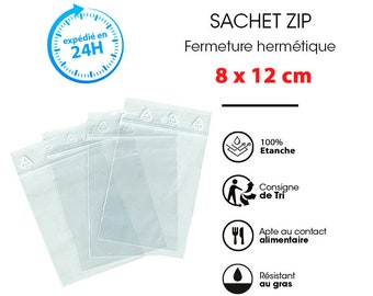 Sachets plastique 8x12 cm sachet plastique transparent sachet ZIP avec trou, sachet bijou, sachet solide, sachet plastique, sachet 8 cm