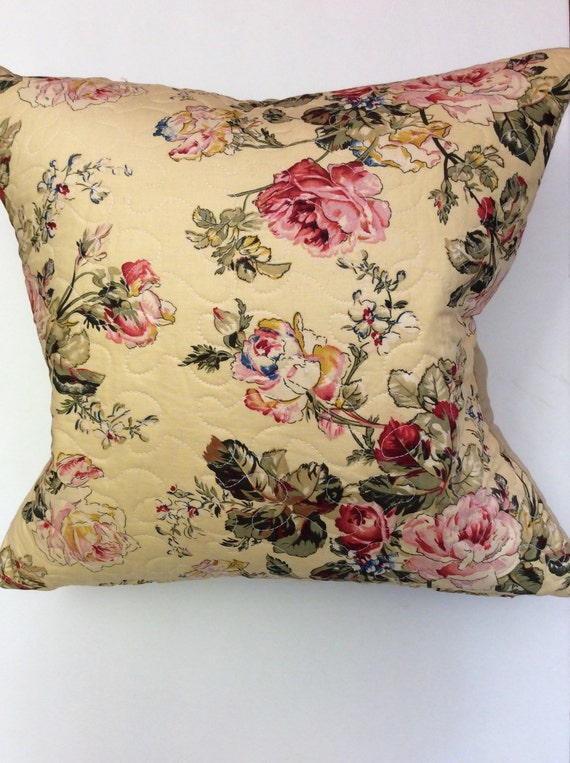Items similar to Handmade Quilted Cotton Floral Pillow Case on Etsy
