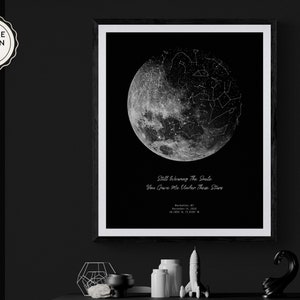 Mapa estelar personalizado en la fase lunar, gráfico estelar, mapa del cielo, mapa de constelaciones, regalo de boda de cumpleaños personalizado, arte imprimible, DESCARGA DIGITAL