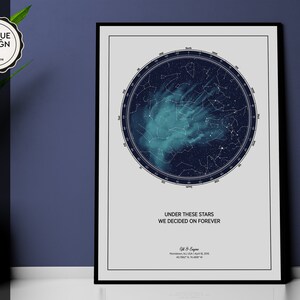 Carte du ciel personnalisée, carte du ciel, carte de la constellation, cadeau d'anniversaire de mariage personnalisé, oeuvre d'art imprimable, téléchargement numérique