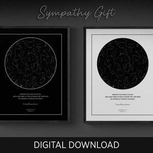 Personalized Sympathy Gift, Star Map, Star Chart, Sky Map, Memorial Gift, Condolence Gift, Personalized  Gift,Printable Art,DIGITAL DOWNLOAD