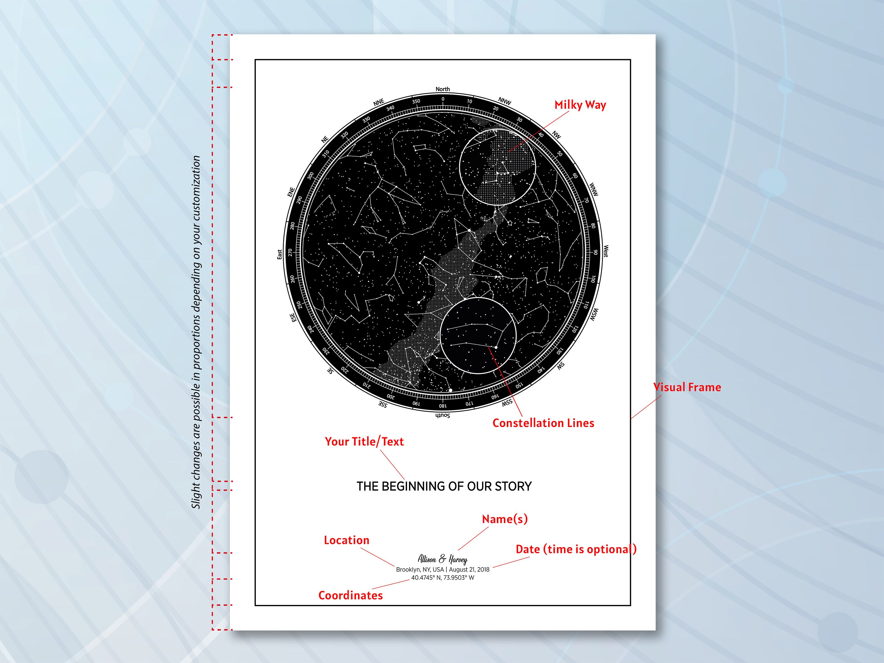 Custom Star Map, Star Chart, Sky Map, Constellation Map, Personalized ...