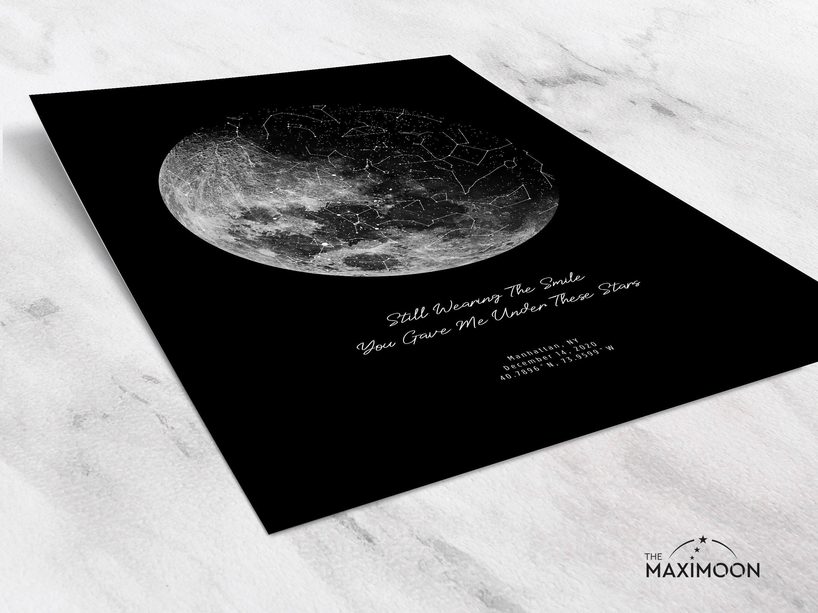 Custom Star Map on Moon Phase Star Chart Sky Map - Etsy
