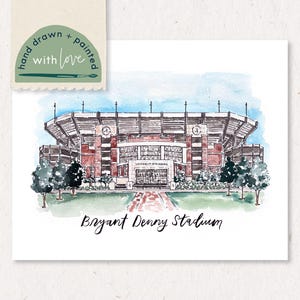 Custom Hand Painted Stadium Field Watercolor Illustration Personalized