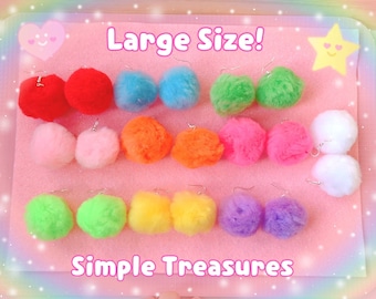 LARGE Cute Pom-Pom Earrings