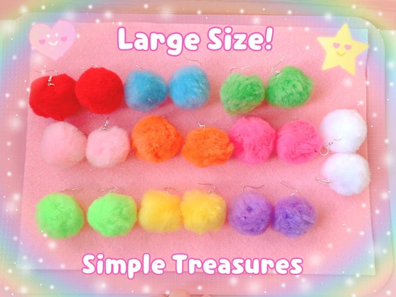 LARGE Cute Pom-pom Earrings