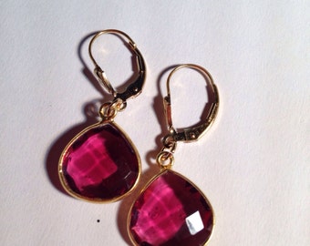 Ruby Quartz Gold Vermeil Earrings