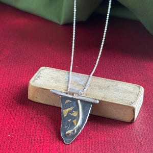 Artisan Gold Keum Boo on Sterling Silver Abstract Necklace | Modern Contemporary Jewelry Gift