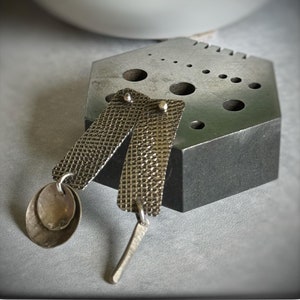 Asymmetric Architectural Sterling Silver Earrings: Unique Artisan Handmade Jewelry Gift for Her
