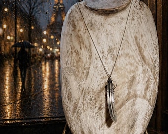 Handcrafted Sterling Silver Feather Pendant, Boho Unisex Necklace, Artisan Made USA