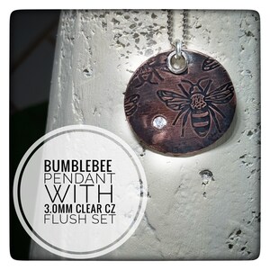 Artisan Mixed Metal Bee Pendant Necklace: Unisex CZ Accent Jewelry - Unique Handcrafted Gift