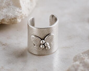 Handcrafted Sterling Silver Butterfly Ear Cuff - No Piercing Required - Unique Jewelry Gift