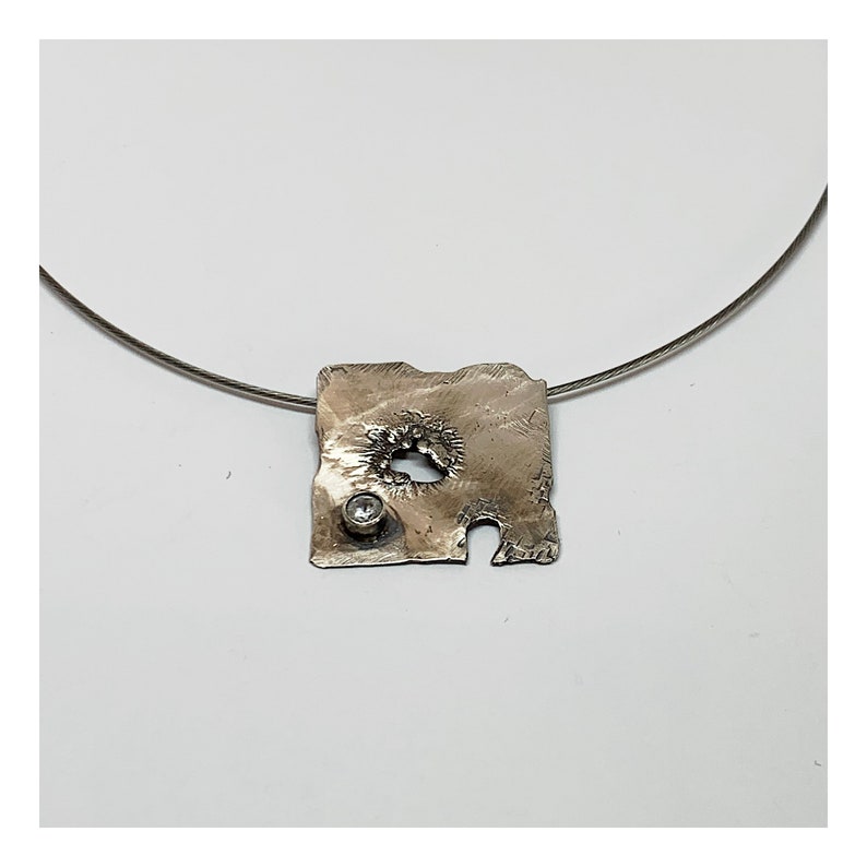 Retiuclated Jewelry Square Sterling Silver Pendant Choker Industrial Chic Jewelry