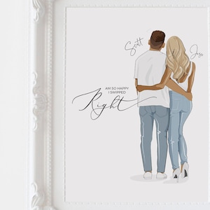 Personalized Couple Portrait, Couple Illustration, Custom Couple Portrait, anniversary gift, Tinder gift, engagement gift