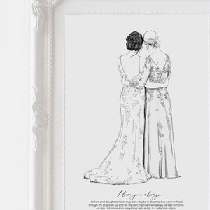 Moeder van de bruid gedicht van dochter tot moeder moeder van de bruid geschenk gepersonaliseerde gift huwelijksgeschenk bruiloft aandenken bruiloft print tekening