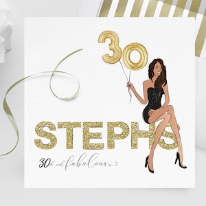Birthday invitation | 18, 21, 30,40 | Cartoon Character | Custom Fashion illustration | personalised portrait