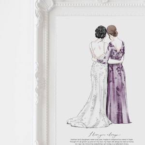 Moeder van de Bruid Tekening | Moeder van de bruid geschenk van dochter | handgetekende aquarel | aangepaste illustratie | gepersonaliseerde schets