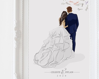 Wedding Guest Book Alternative | Portrait couple illustration | cartoon drawing | Anniversary gift