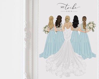 Bridesmaid gift thank you | bridal party | Bridal fashion | Bridal and bridesmaid illustration | Will you be my bridesmaid?