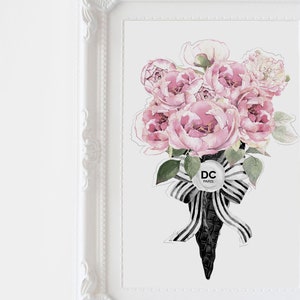 Personalised ice cream bouquet Fashion wall art, Fashion art, peony print, Bedroom wall art, pink peonies, bridal gift