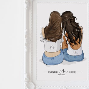 Ilustración personalizada del mejor amigo, regalos de cumpleaños del mejor amigo, regalos para el mejor amigo, regalos de cumpleaños para un amigo, ideas de regalos bff