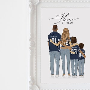 Family Portrait football jersey | Family illustration sport jersey |  fathers day unique gift | personalised father gift | football wall art