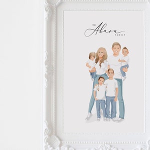ilustración de retrato de familia personalizada, retrato de ilustración personalizada, ilustración de familia personalizada, retrato de familia de dibujos animados,