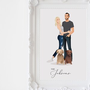 familia de retratos personalizados, ilustración de dibujos animados, aniversario de papel