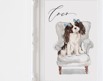 Custom pet portrait watercolor | pet memorial art illustration from photo | dog and cat lovers