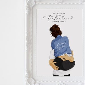 Personalized Couple Portrait, Couple Illustration, Custom Couple Portrait, anniversary gift, Tinder gift, engagement gift