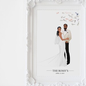 Anniversary gift Wedding Guest Book Alternative cartoon drawing Portrait couple illustration