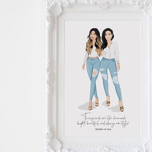 Ilustração personalizada do melhor amigo, presentes de aniversário personalizados do melhor amigo, presentes para o melhor amigo, presentes de aniversário para amigos, ideias de presentes para melhores amigos