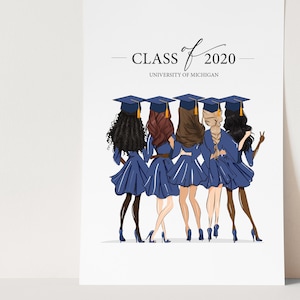 Día de graduación Printables Estudiante universitaria Clase de posgrado de 2020 Ilustración de moda Diploma Grado Recuerdo Regalo BFF para sus niñas