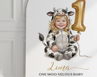 Custom Silly Goose 1st Birthday Portrait Invitation – One Silly Goose Baby Illustration – Personalized First Birthday Welcome Sign