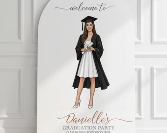 Custom Graduation Illustration Welcome Sign Printable | Grad Party Welcome Poster | Personalized Graduation Digital Download