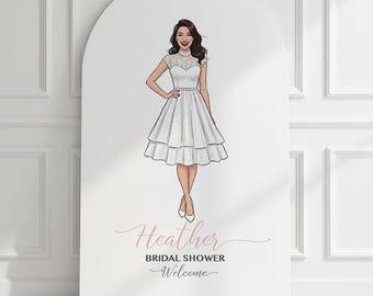 Custom Bride Portrait from Photo – Bridal Shower Welcome Sign