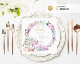 tea party menu etsy