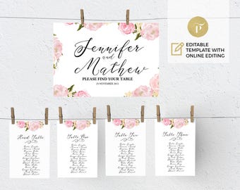 wedding seating chart poster template wedding table plan etsy