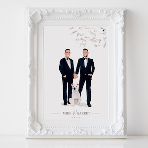 Wedding Guest Book Alternative | Portrait couple illustration | cartoon drawing | Anniversary gift