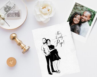 Custom Baby Announcement illustrationShower giftPersonalized husband and wifecouple art printpregnant illustrationmom to be gift