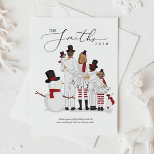 Ilustración personalizada de retrato familiar navideño / arte de retrato familiar / retrato de ilustración familiar personalizado / Familia snow