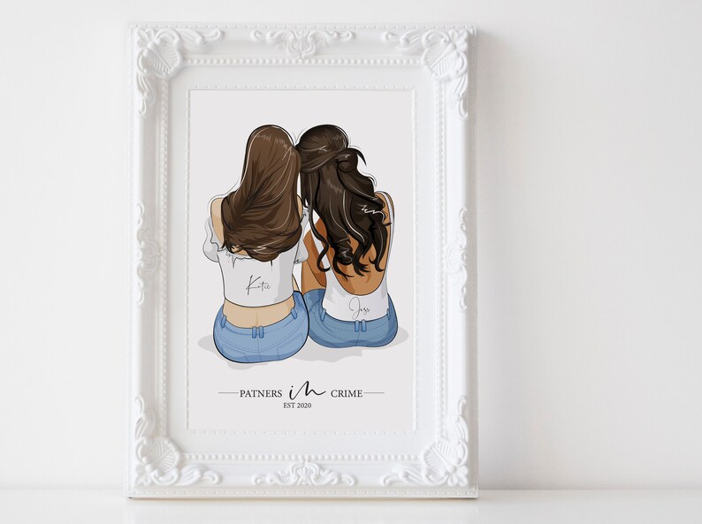 Personalized Best Friend Illustration Best Friend Gifts Etsy