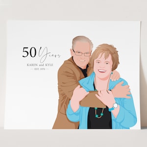 Anniversary gift, custom portrait family, Cartoon illustration, thank you gift for parents